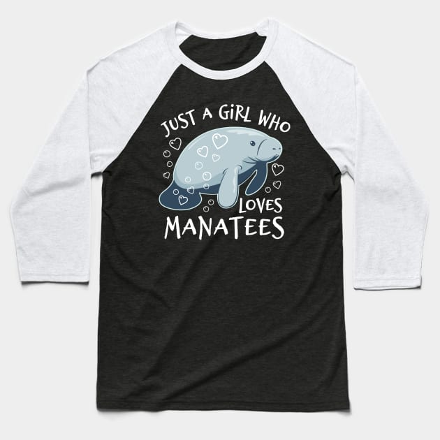 Just A Girl Who Loves Manatees - Cute Manatee Baseball T-Shirt by bangtees